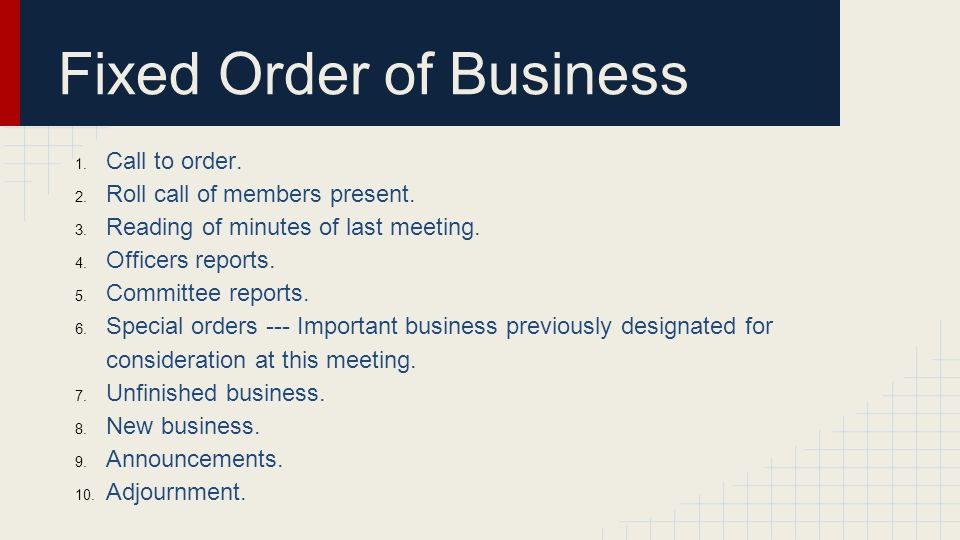 parliamentary procedure intro to robert s rules of order ppt download rules of order minutes