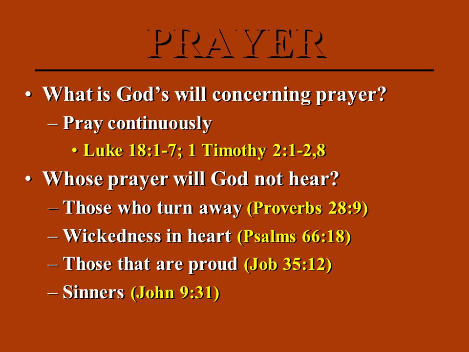 What is God’s will concerning prayer.