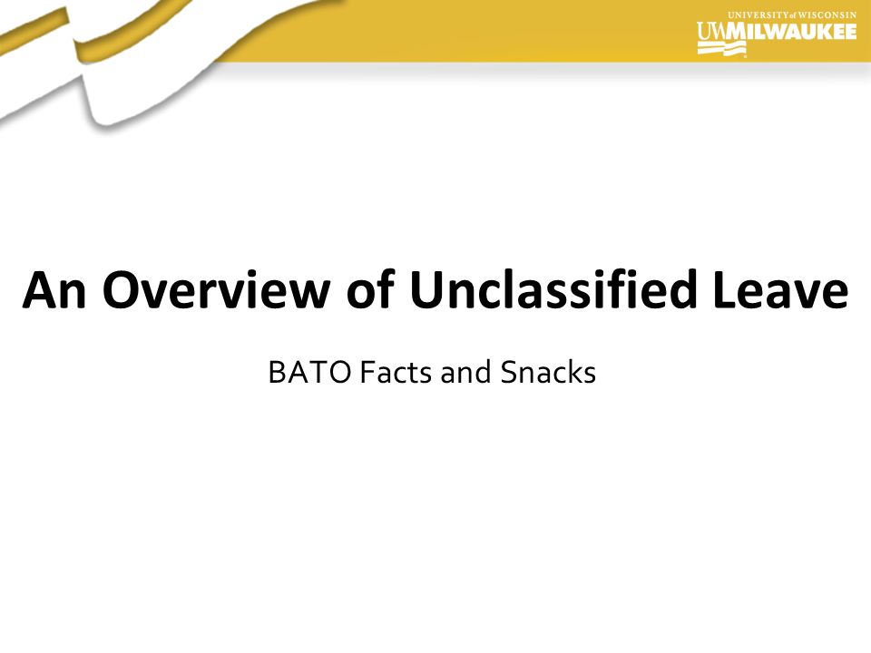 Presentation Author, 2006 An Overview of Unclassified Leave BATO Facts and Snacks