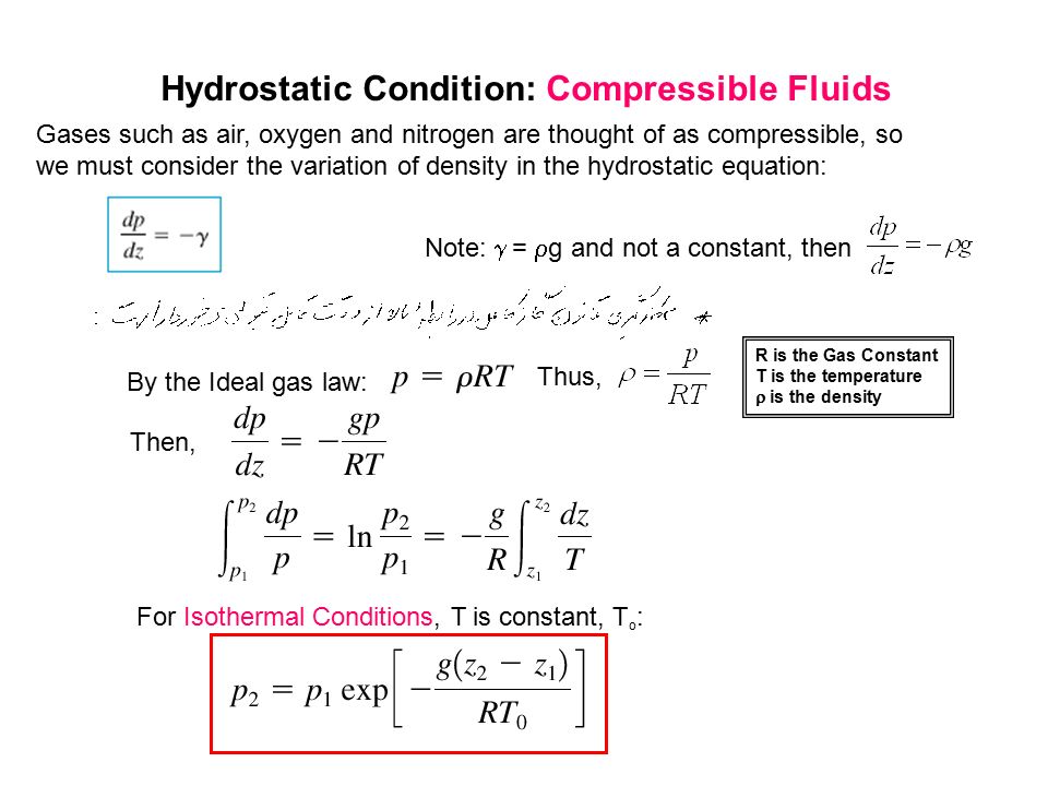 Fluid Statics Hydrostatic Force On Plane Surfaces Slide Ppt Download 26 Hydrostatic Condition Compressible Fluids Gases