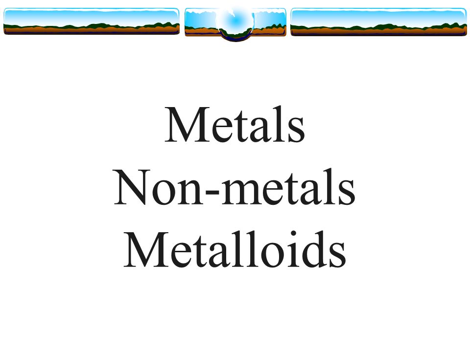Metals Non-metals Metalloids