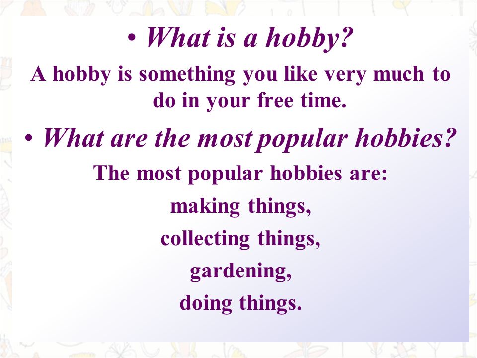 a hobby Martial arts is also a good hobby and something i do with my kids we find it promotes health and well being, self confidence, self respect. a hobby Martial arts is also a good hobby and something i do with my kids we find it promotes health and well being, self confidence, self respect.