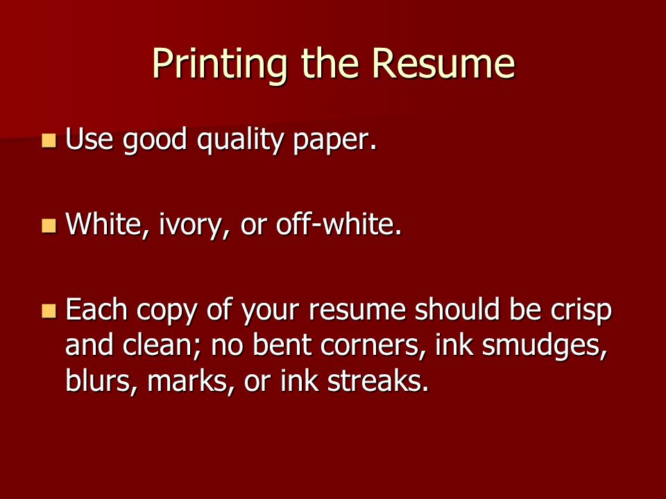 resume quality paper