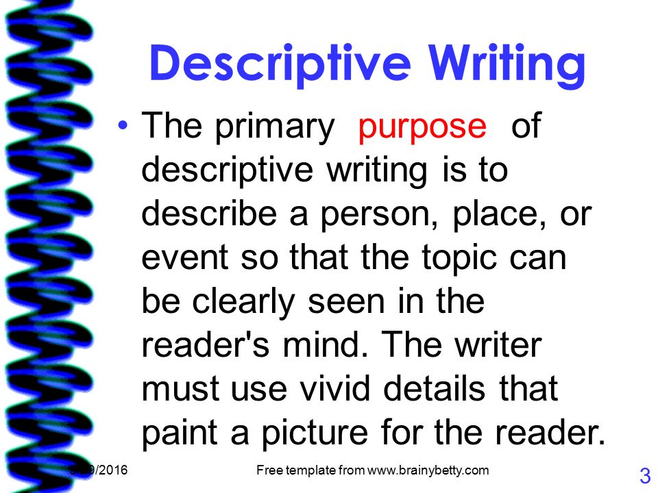 Creative Writing Descriptions