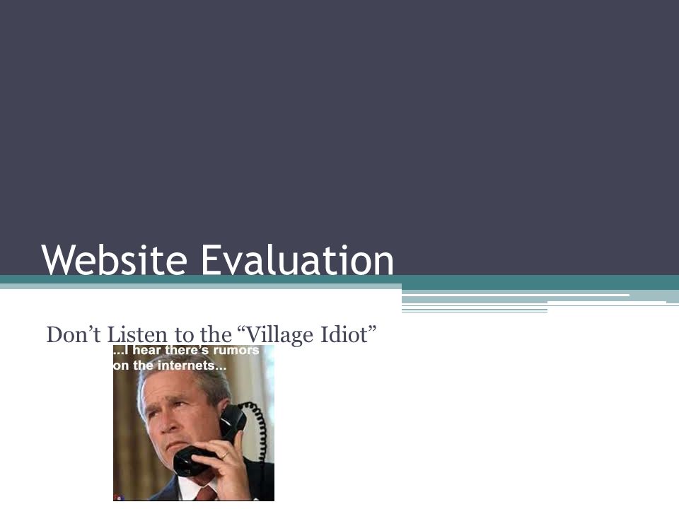 Website Evaluation Don’t Listen to the Village Idiot