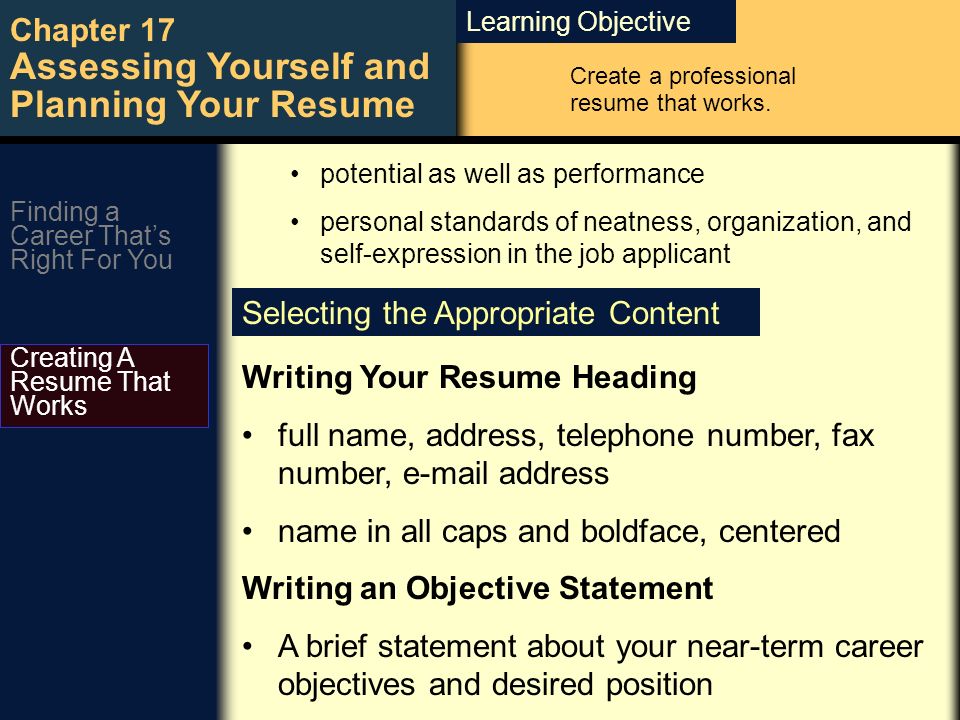 objective in finding a job