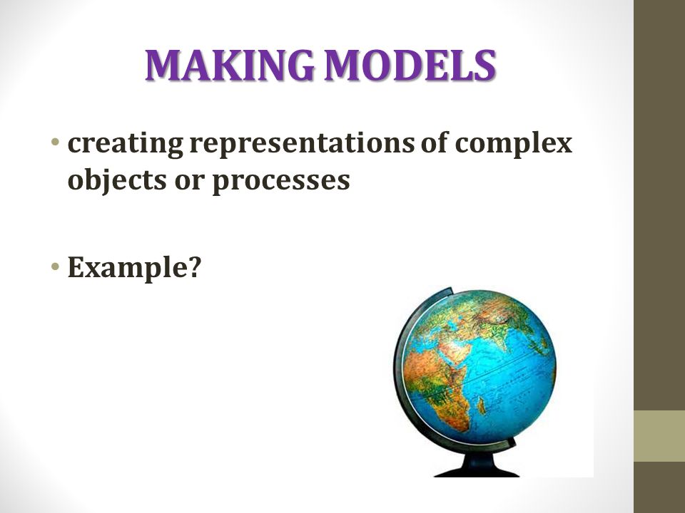 MAKING MODELS creating representations of complex objects or processes Example