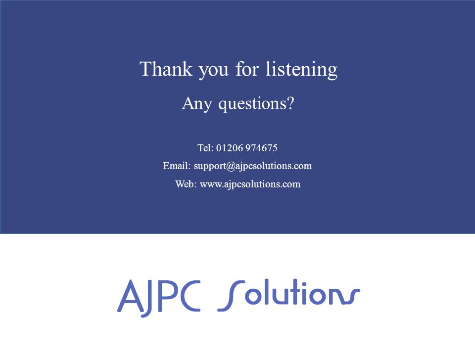Thank you for listening Any questions.