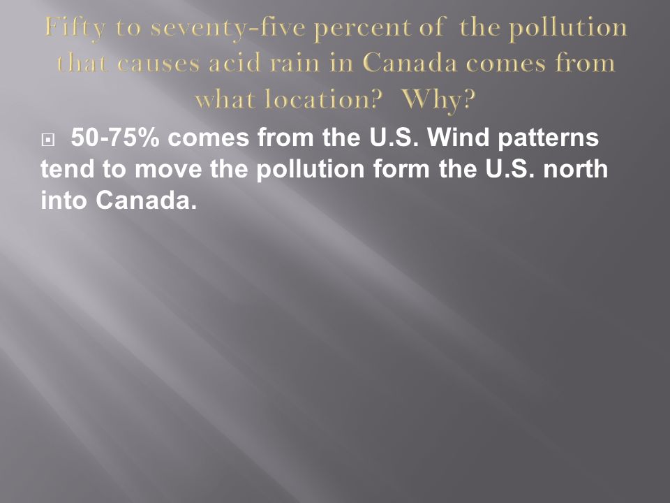  50-75% comes from the U.S. Wind patterns tend to move the pollution form the U.S.