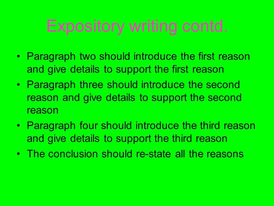 Expository writing contd.
