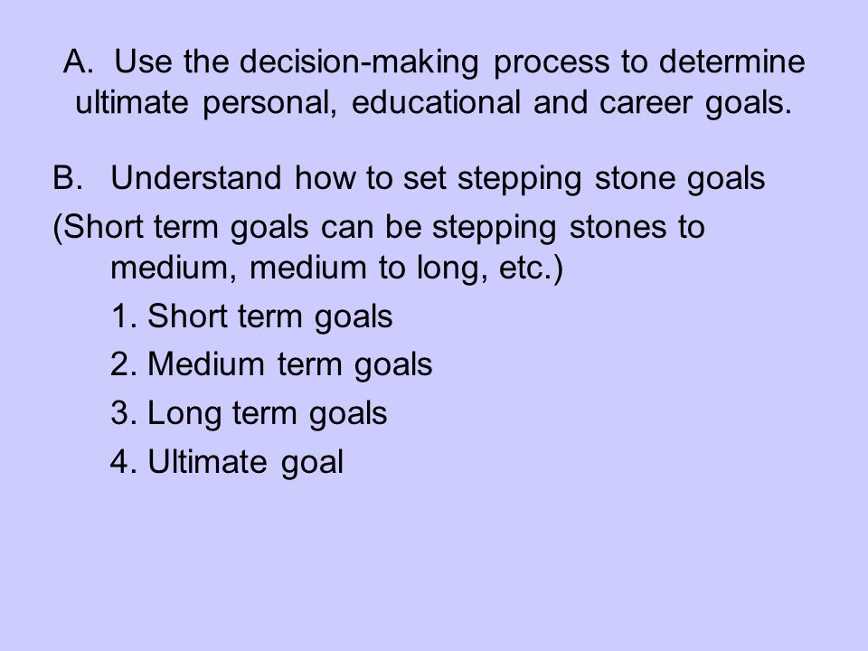 career short term goals