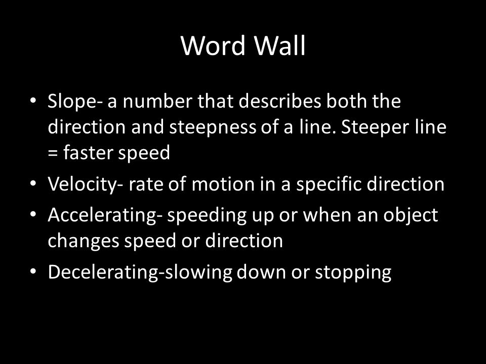 Word Wall Slope- a number that describes both the direction and steepness of a line.