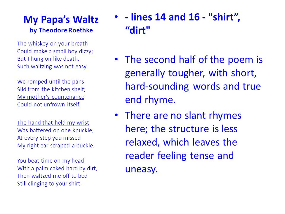 the message in my papas waltz a poem by theodore roethke the message in my papas waltz a poem by theodore roethke