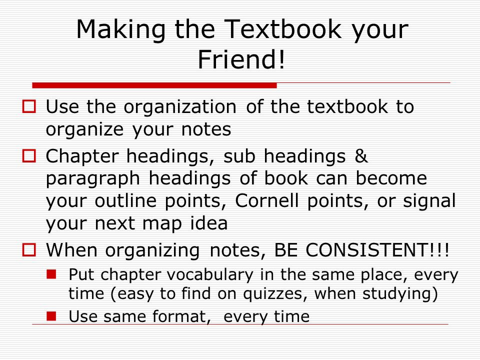 Making the Textbook your Friend.