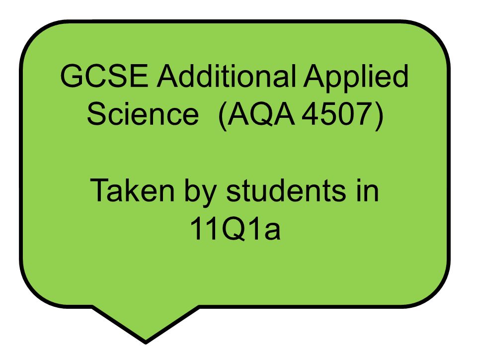 GCSE Additional Applied Science (AQA 4507) Taken by students in 11Q1a