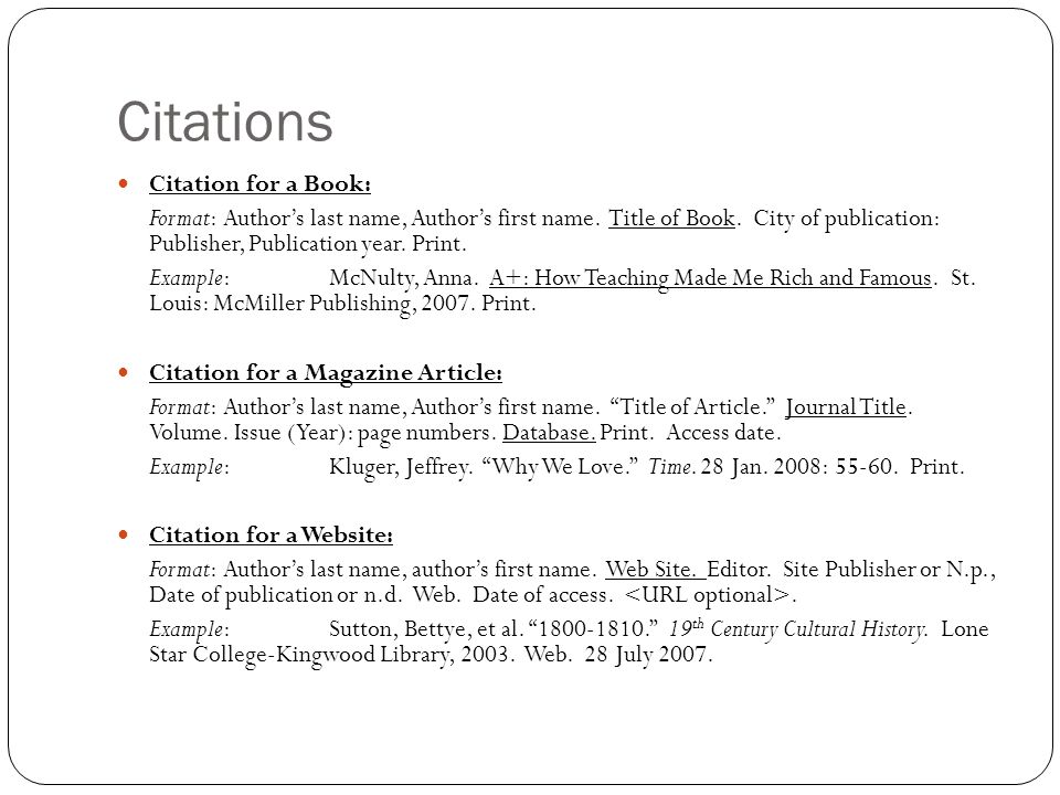 citation for book