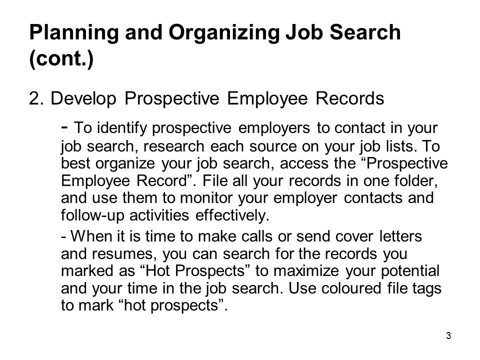 organizing your job search