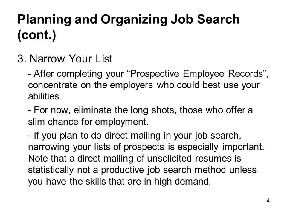 organizing your job search