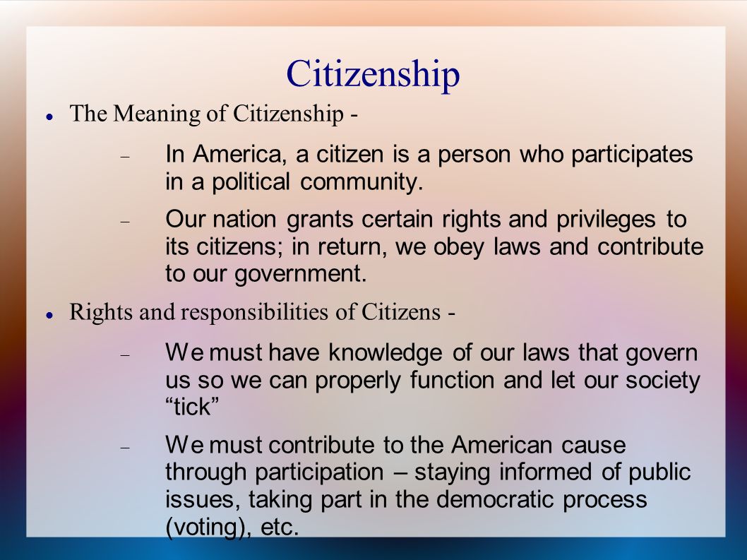 what does citizenship in the community mean