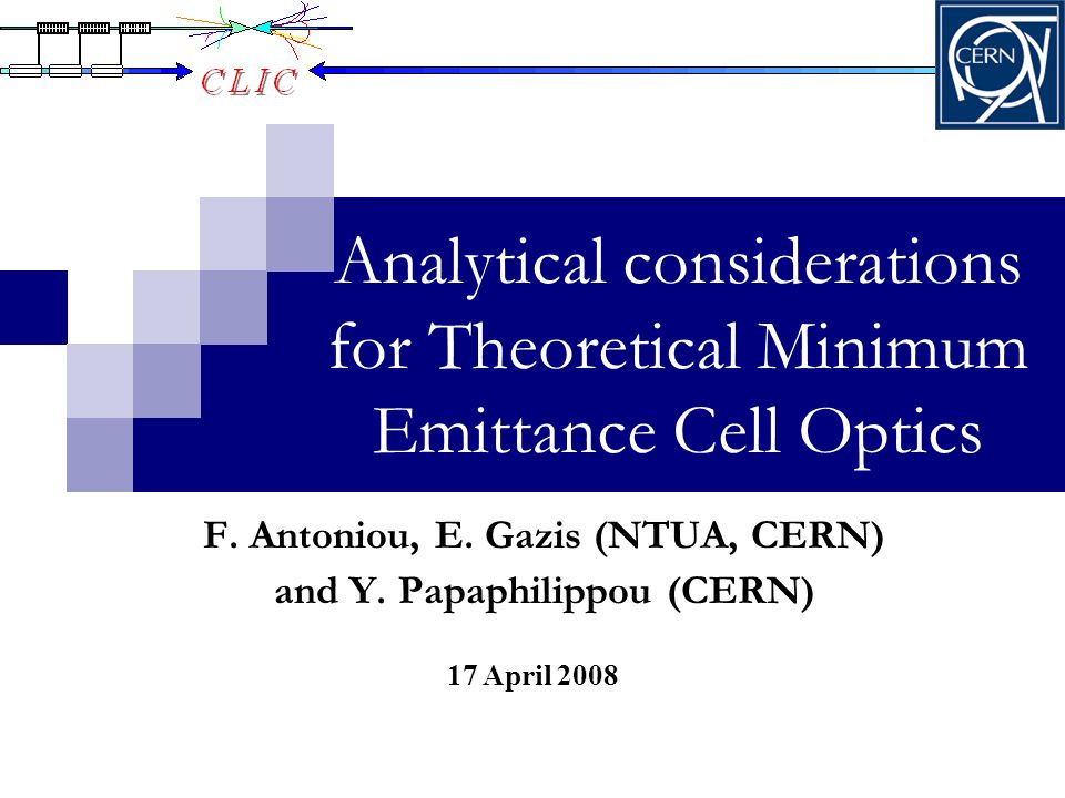 Analytical considerations for Theoretical Minimum Emittance Cell Optics 17 April 2008 F.