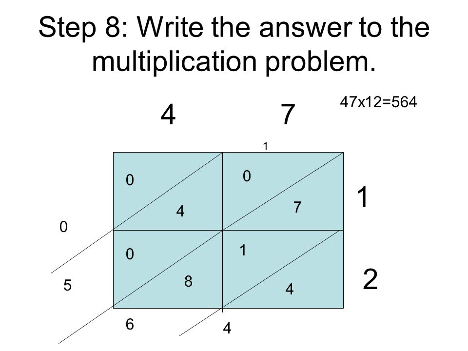 Step 8: Write the answer to the multiplication problem x12=564