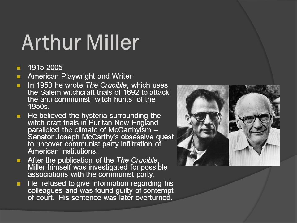 an analysis of mccarthyism in the crucible written by arthur miller an analysis of mccarthyism in the crucible written by arthur miller