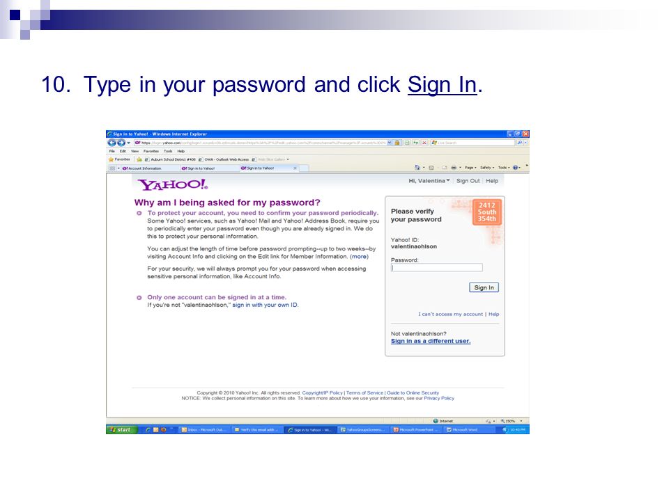 10. Type in your password and click Sign In.