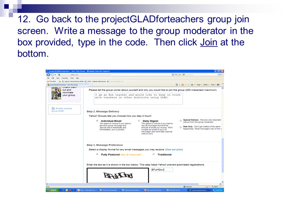 12. Go back to the projectGLADforteachers group join screen.