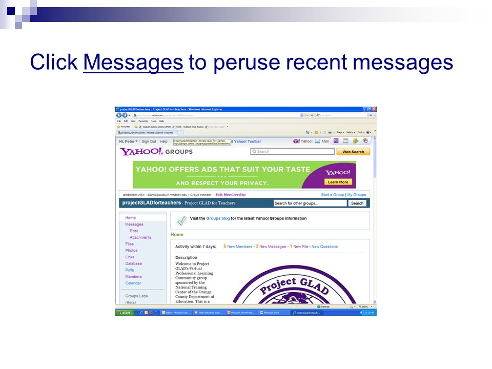 Click Messages to peruse recent messages