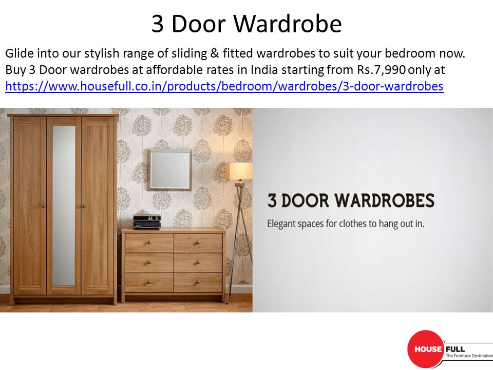 3 Door Wardrobe Glide into our stylish range of sliding & fitted wardrobes to suit your bedroom now.