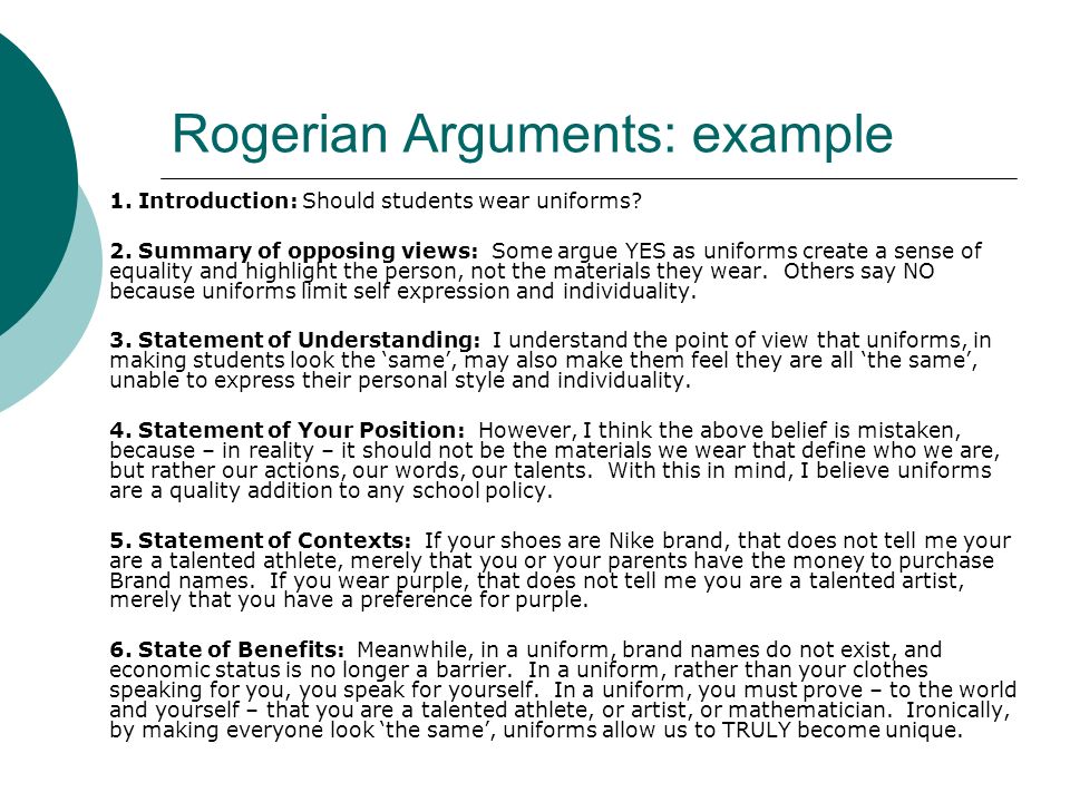 Rogerian argument essay example
