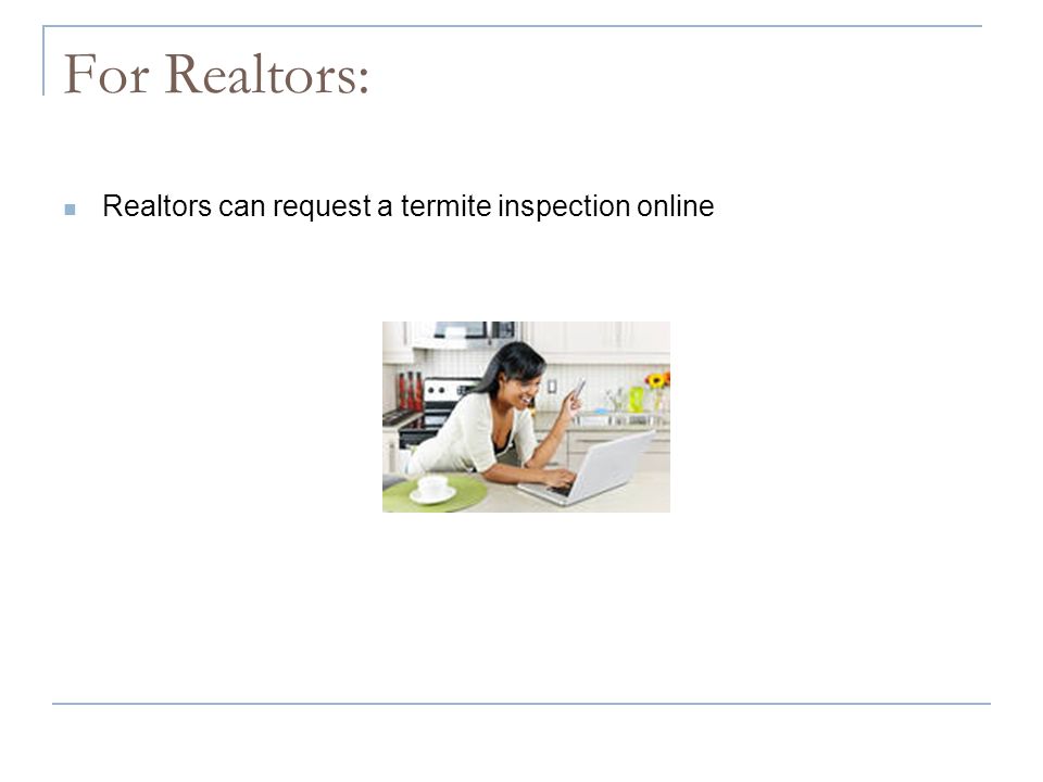 For Realtors: Realtors can request a termite inspection online