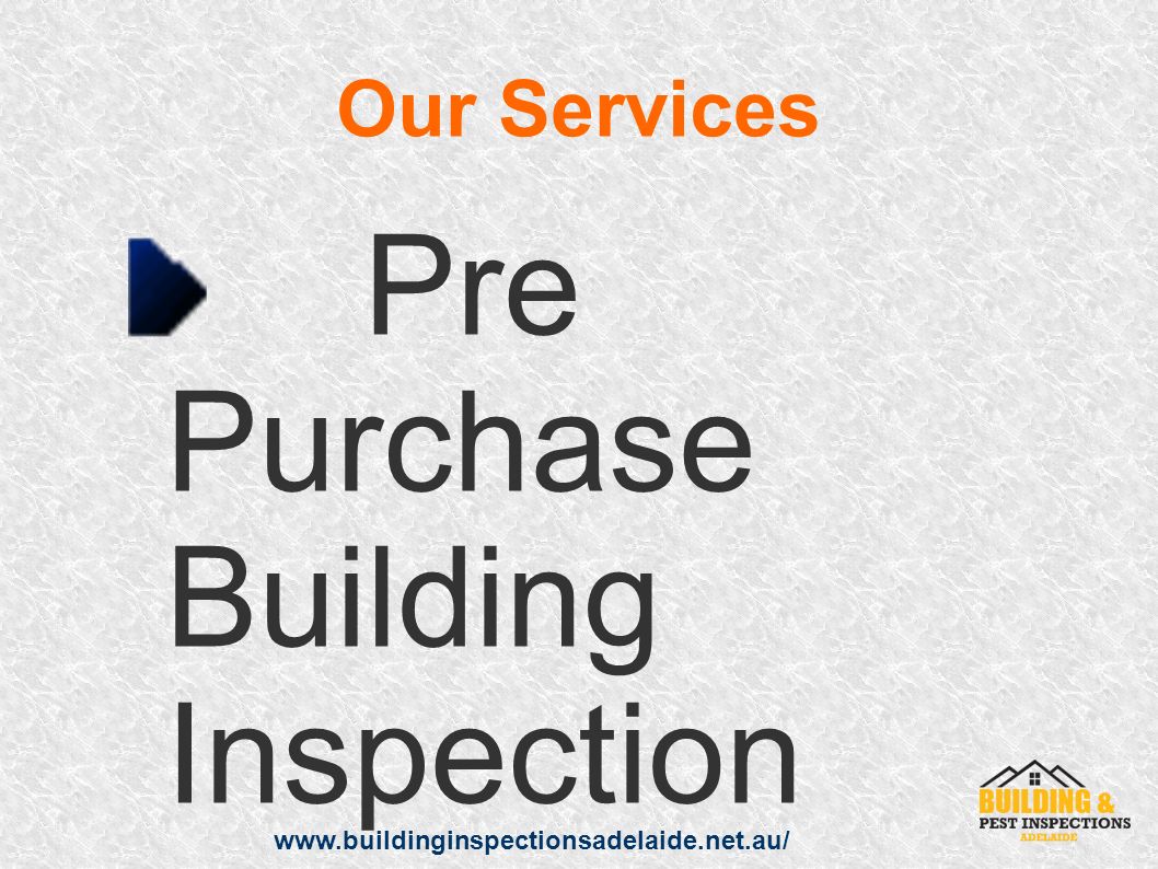 Our Services Pre Purchase Building Inspection Dilapidation Report Termite Inspection Building Report Strata Inspection report Building Inspections Pest Inspection Pool Inspection Thermal Imaging Condition Reports Asbestos Audit Report Building inspector