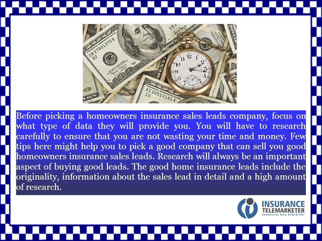 Before picking a homeowners insurance sales leads company, focus on what type of data they will provide you.