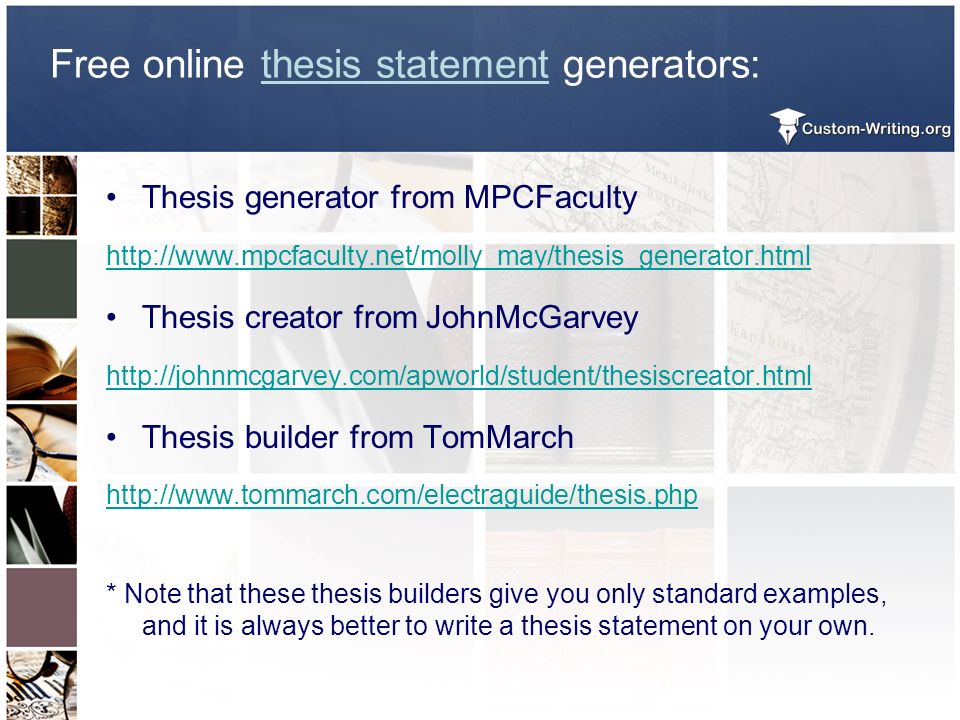Online thesis builder generator