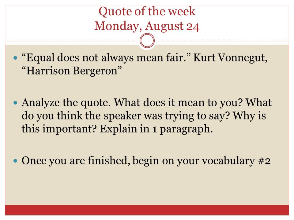 an analysis of the movie harrison bergeron Kurt vonnegut junior’s passage “harrison and bergeron” is a brief story written in 1961 it is about harrison bergeron, an inmate who is forced to diminish his abilities because they are more enhanced than everyone else’s. an analysis of the movie harrison bergeron Kurt vonnegut junior’s passage “harrison and bergeron” is a brief story written in 1961 it is about harrison bergeron, an inmate who is forced to diminish his abilities because they are more enhanced than everyone else’s.