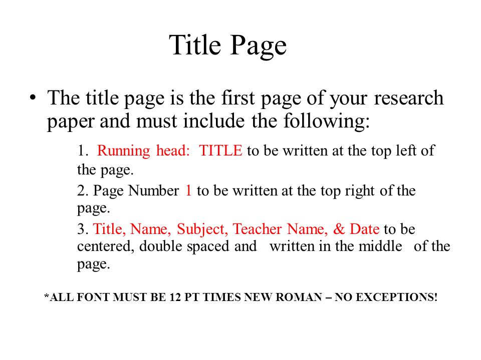 Title page on research paper