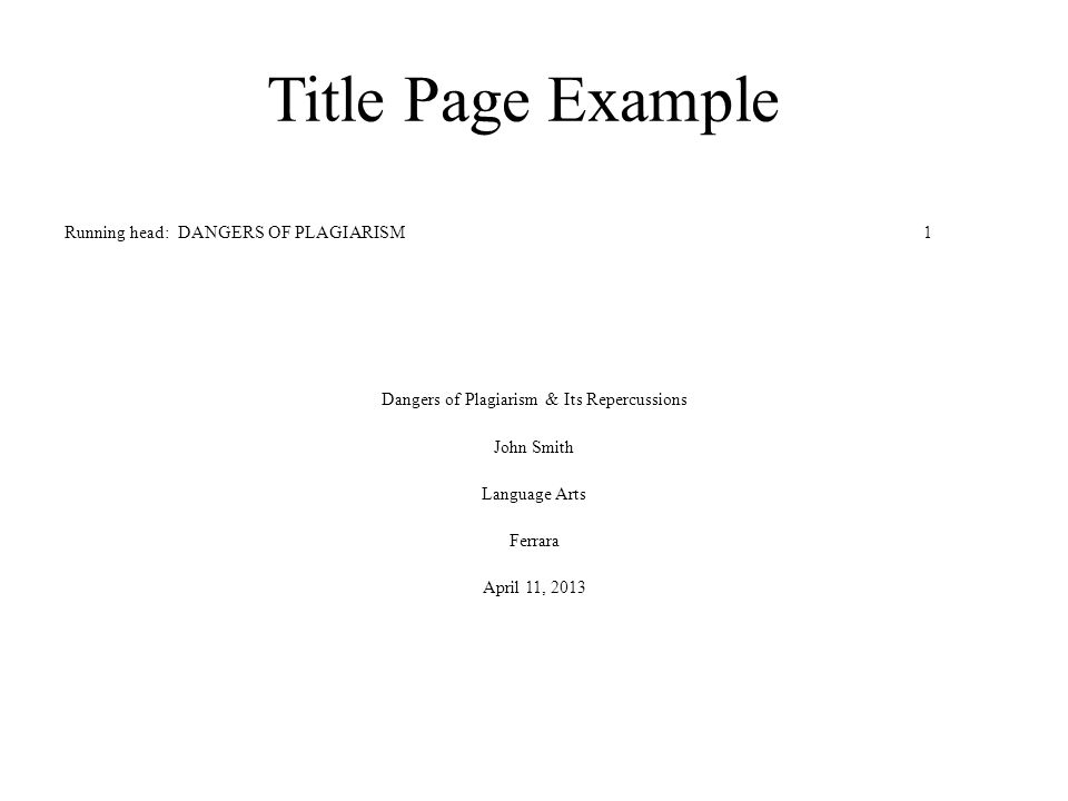 what is title page in research