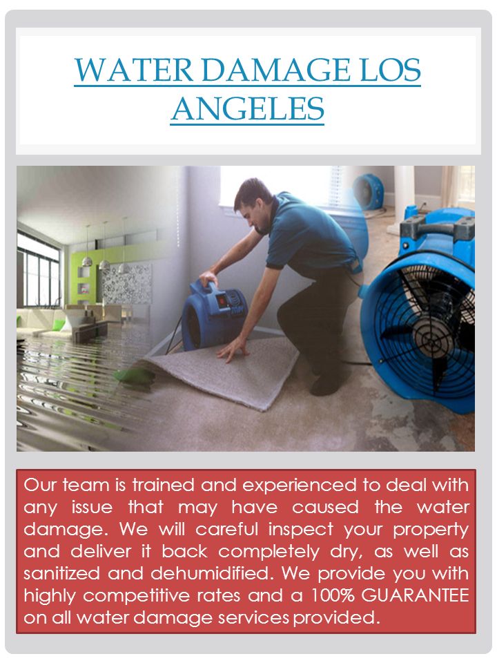 WATER DAMAGE LOS ANGELES Our team is trained and experienced to deal with any issue that may have caused the water damage.