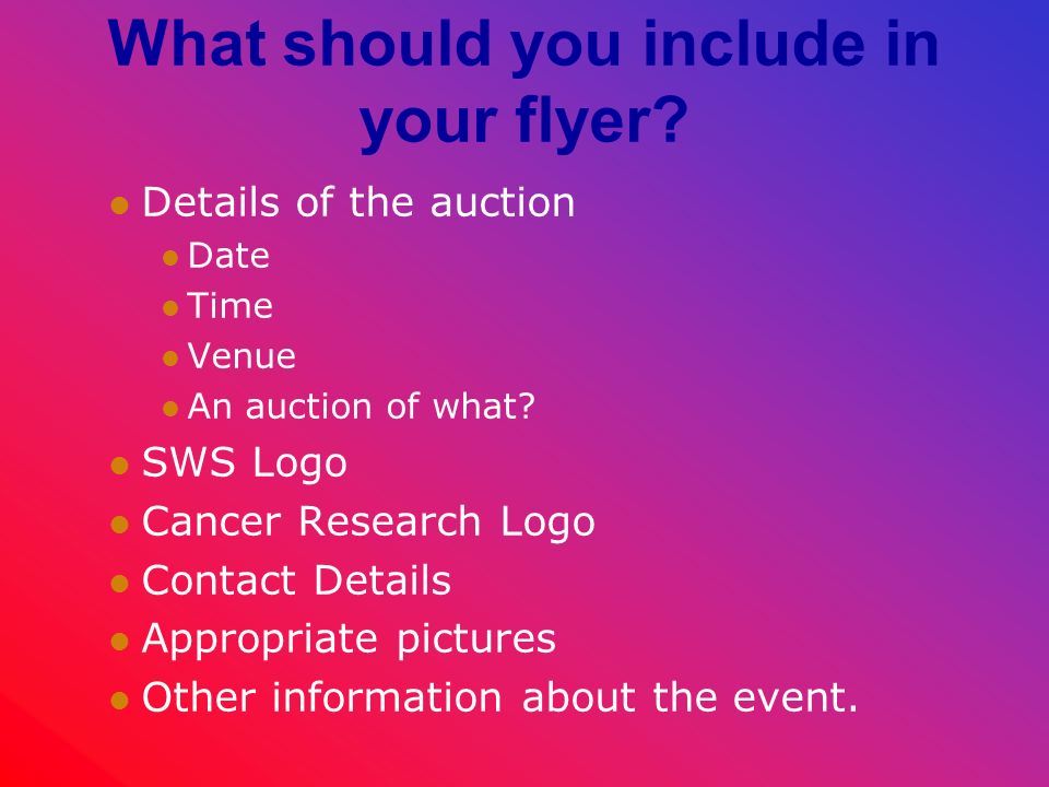 what should a flyer include