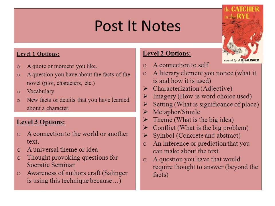 Post It Notes Level 1 Options: o A quote or moment you like.