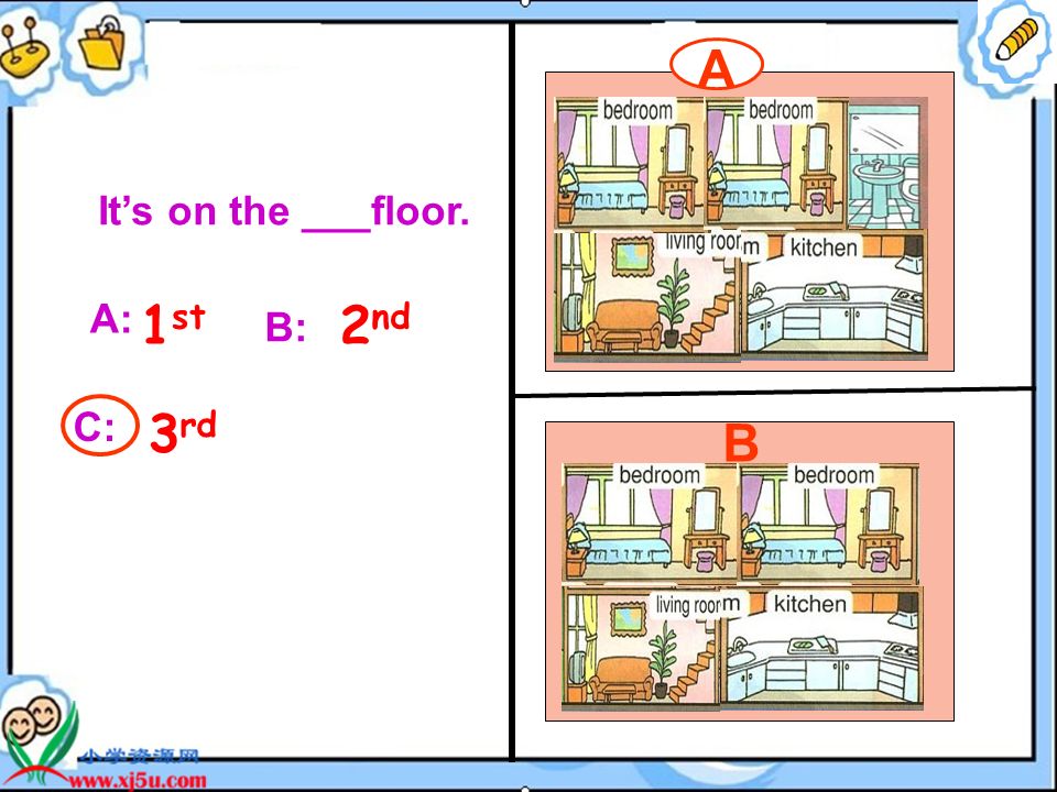 It’s _______room. AB They have _____bedrooms. A B 23