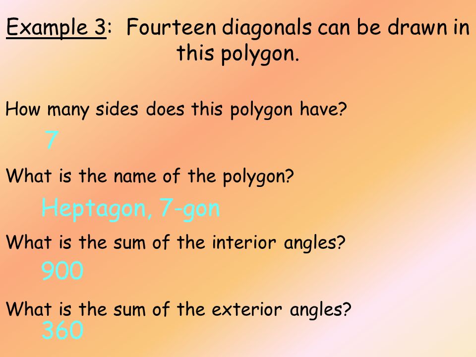 Example 3: Fourteen diagonals can be drawn in this polygon.