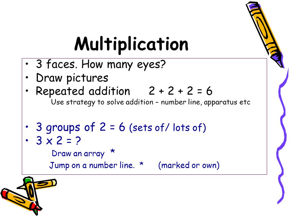 Multiplication 3 faces. How many eyes.