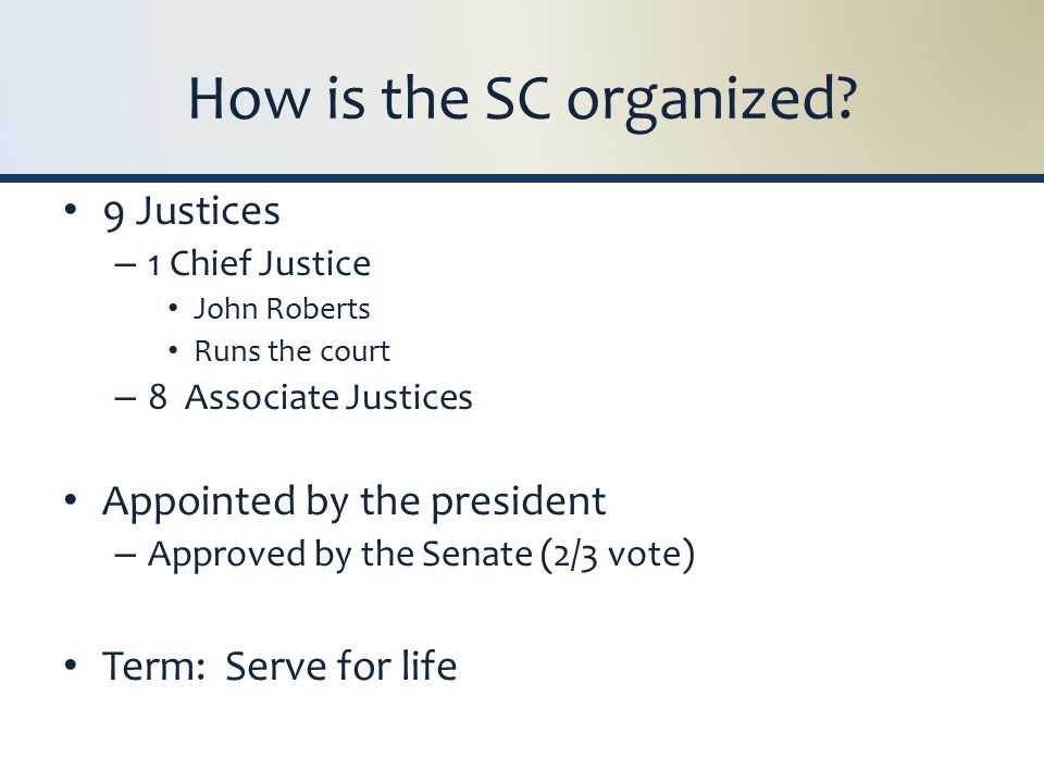 How is the SC organized.