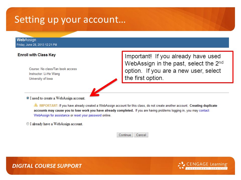 Setting up your account… Important.