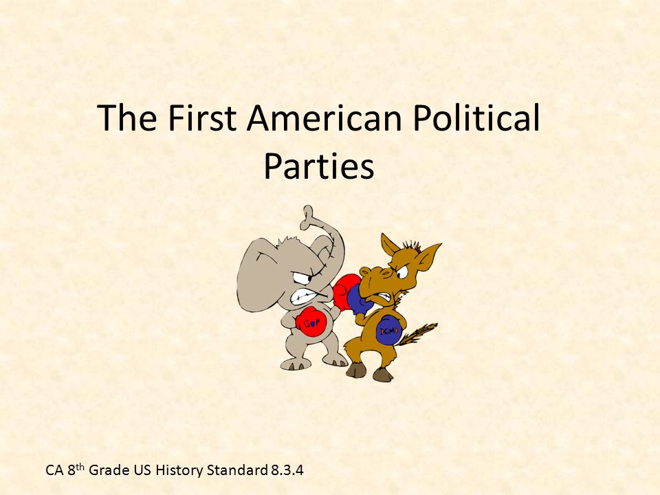 The First American Political Parties CA 8 th Grade US History Standard 8.3.4