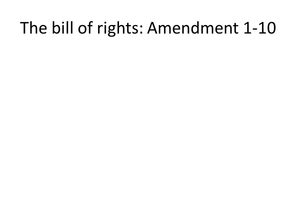 The bill of rights: Amendment 1-10