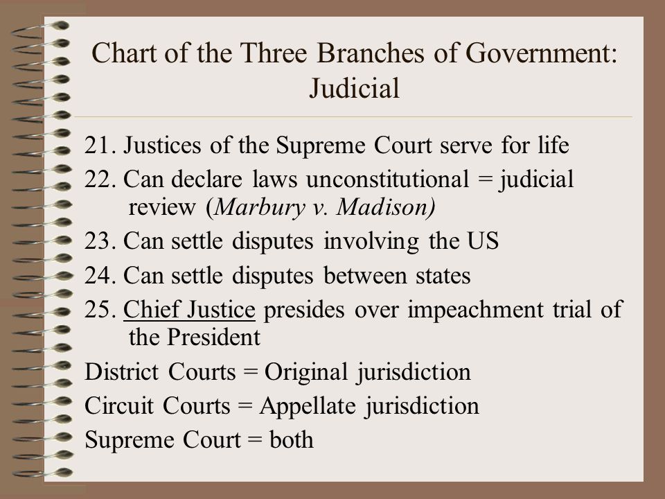 Chart of the Three Branches of Government: Judicial 21.