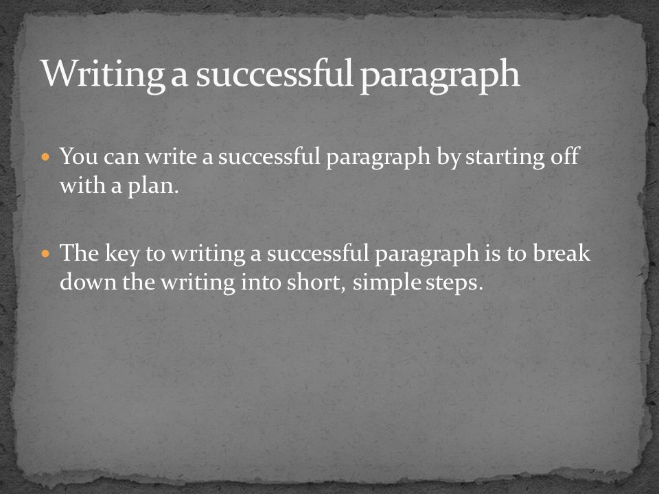 You can write a successful paragraph by starting off with a plan.